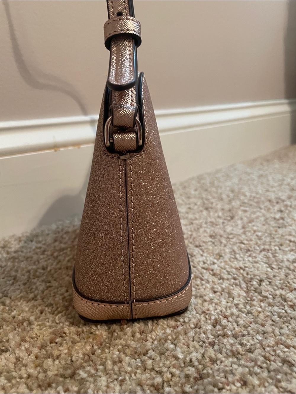 kate spade Rose Gold Glitter Crossbody Shoulder Bag - Picture 3 of 4